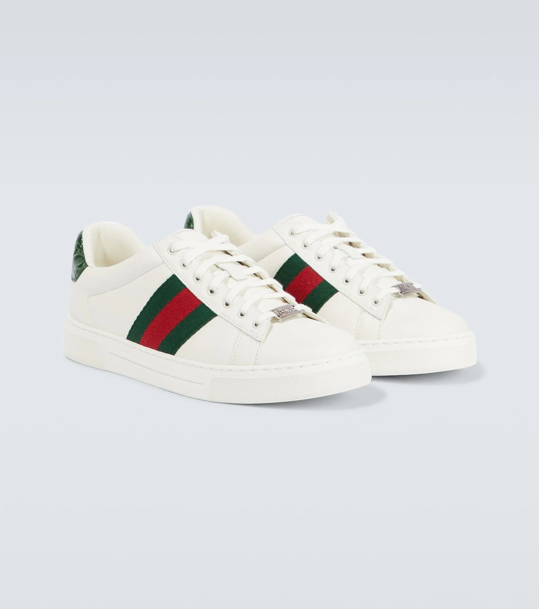 Gucci - Ace Web Stripe leather sneakers