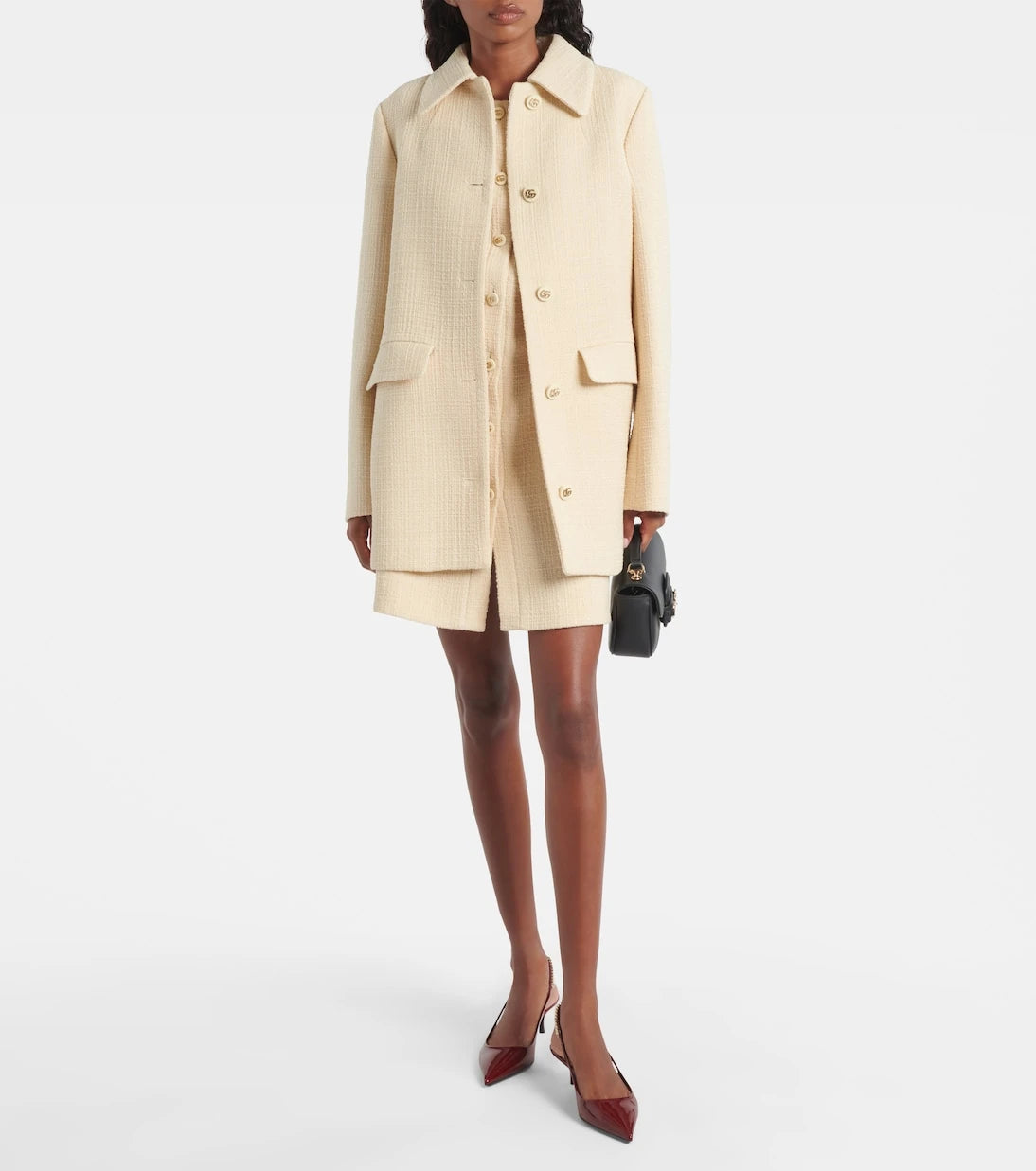 Gucci - Çift G yün karışımı tüvit mini elbise