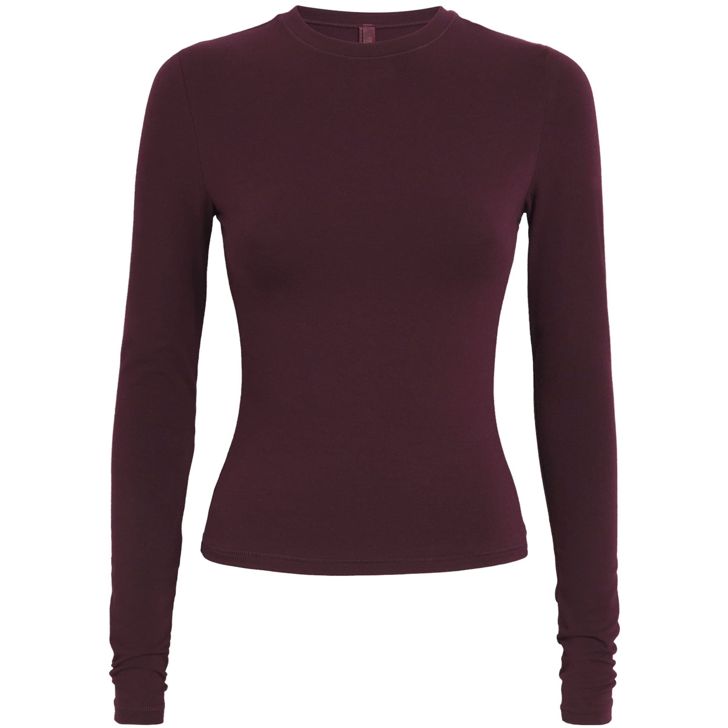 Skims Burgundy Cotton Jersey Long-Sleeve T-Shirt