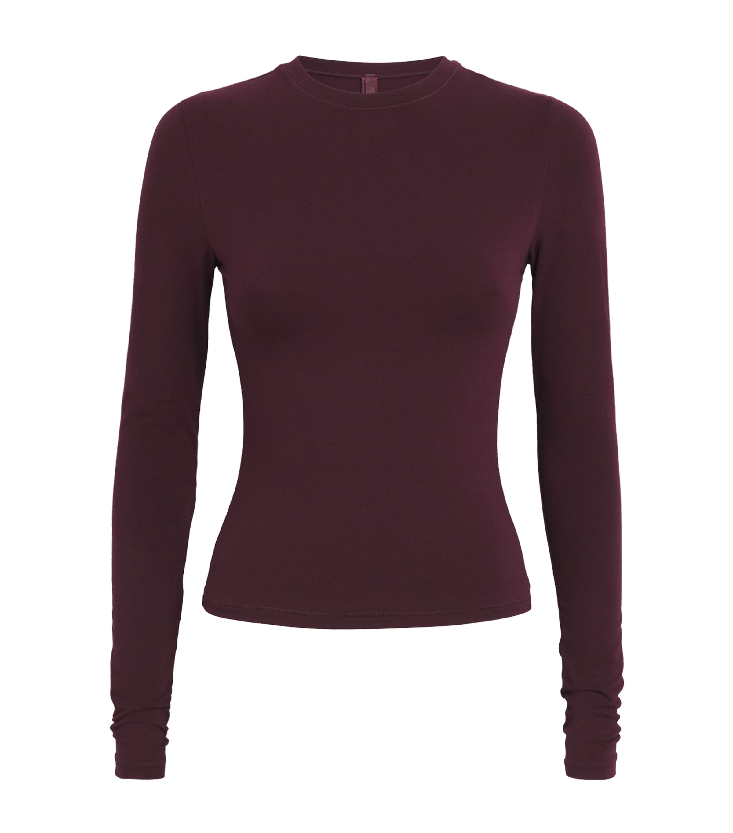 Skims Burgundy Cotton Jersey Long-Sleeve T-Shirt
