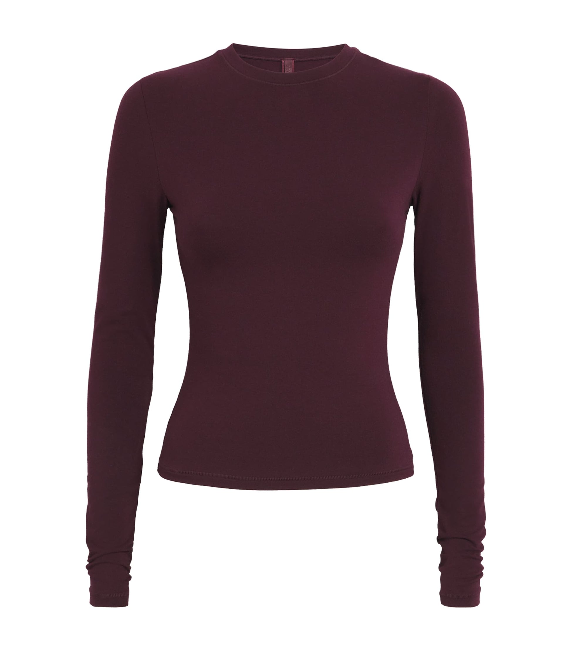 Skims Burgundy Cotton Jersey Long-Sleeve T-Shirt