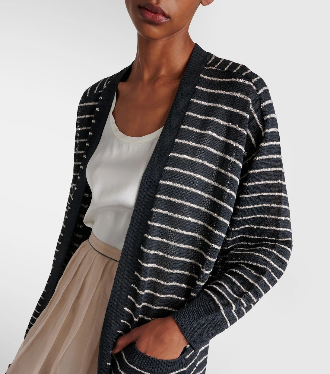 Brunello Cucinelli - Dazzling striped cotton cardigan