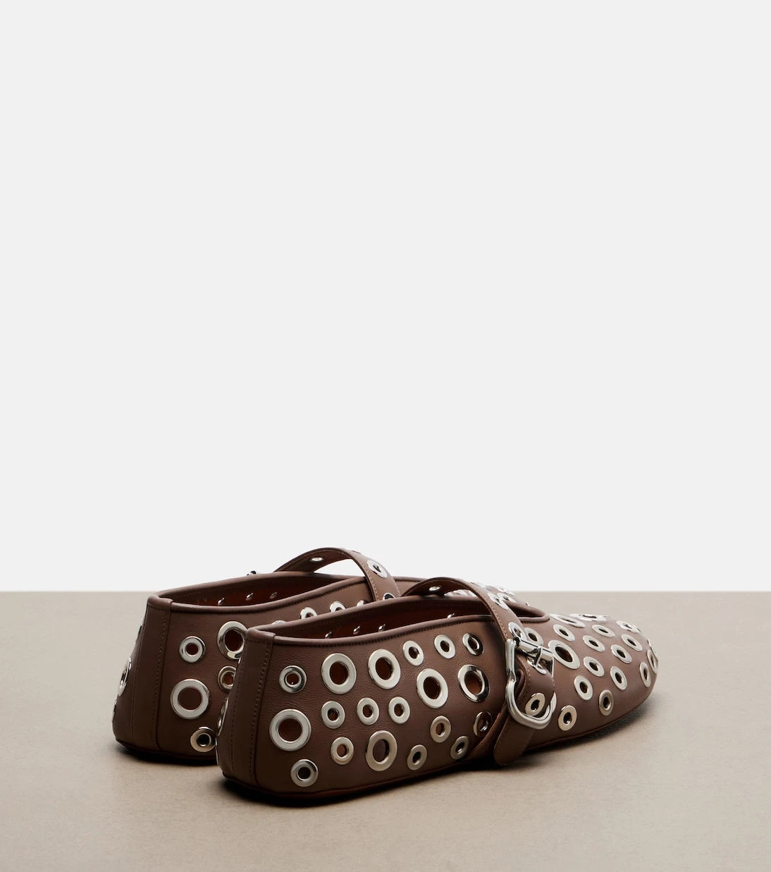 Alaïa - Embellished leather ballet flats