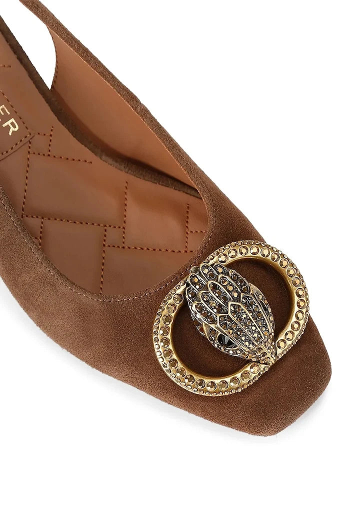 Kurt Geiger London Chelsea Block Slingback Süet Açık Topuklu Kalın Topuklu Ayakkabı