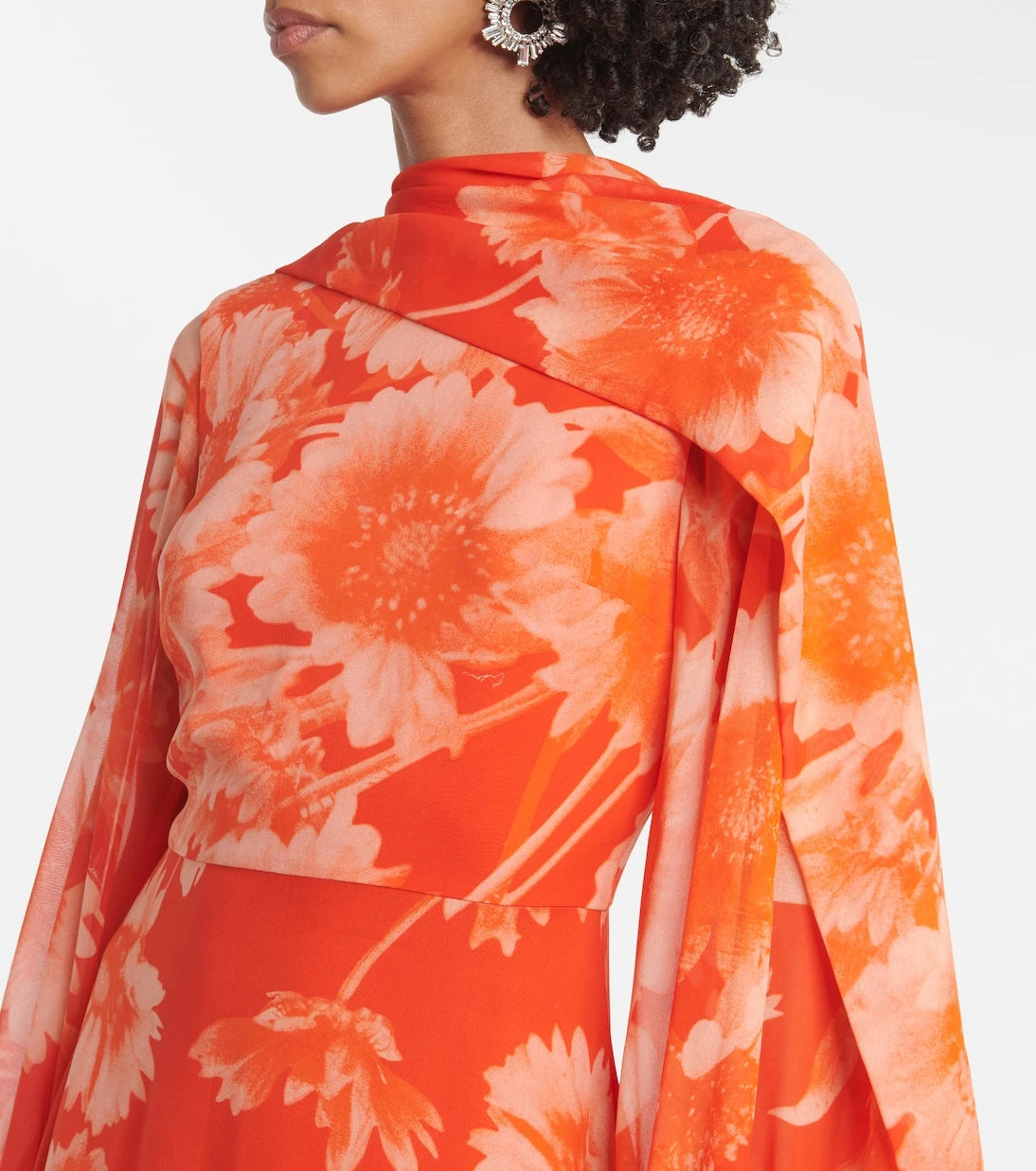 Erdem - Caped floral silk gown