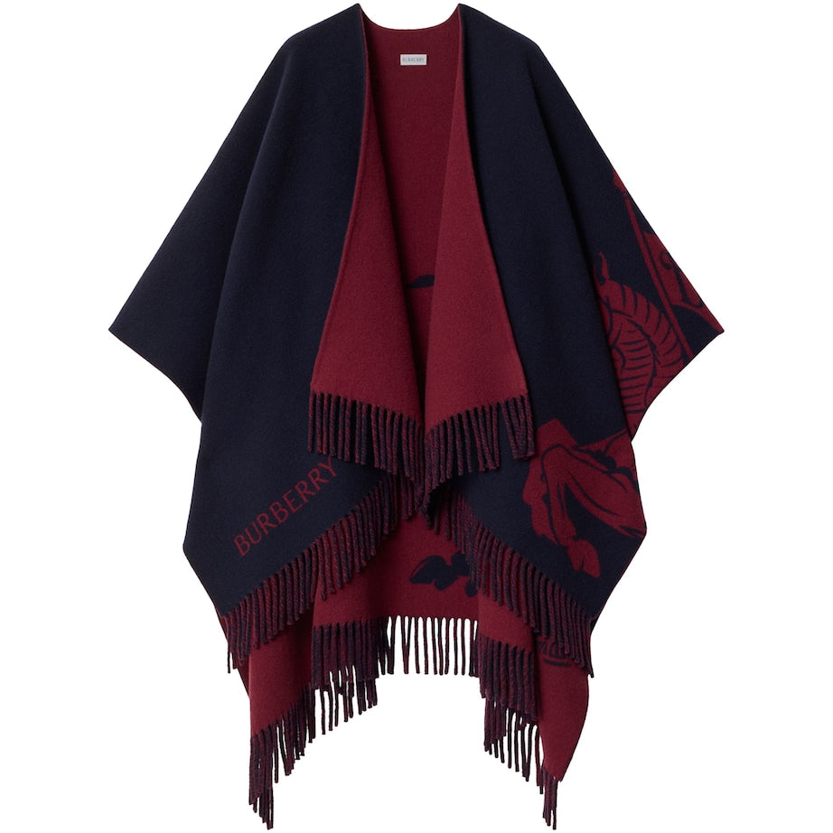 Burberry Red Wool-Cashmere EKD Reversible Cape