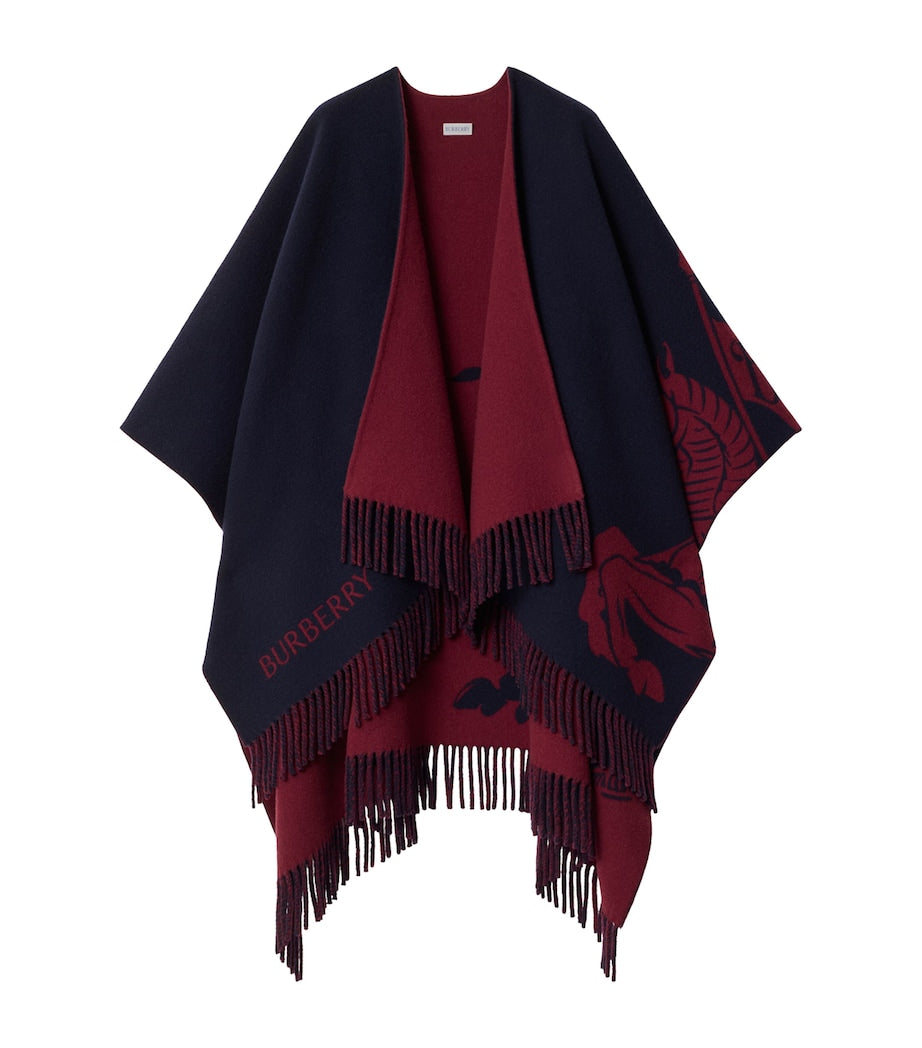 Burberry Red Wool-Cashmere EKD Reversible Cape