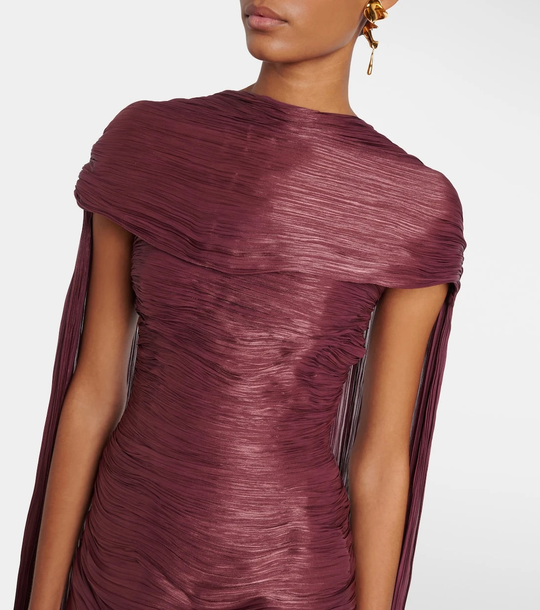 Marmar Halim - Draped pleated scarf-detail gown
