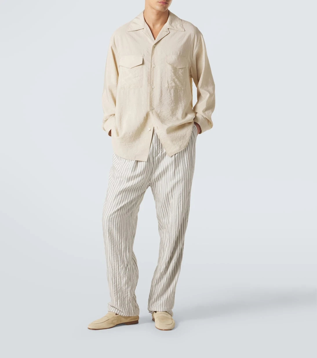 Zegna - Striped silk straight pants
