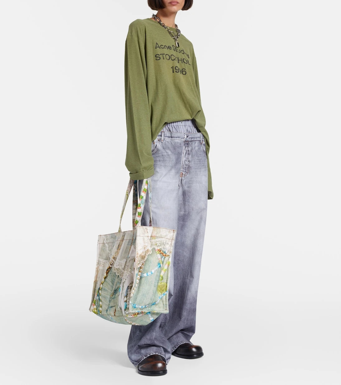 Acne Studios - Logo trompe l'oeil canvas tote bag