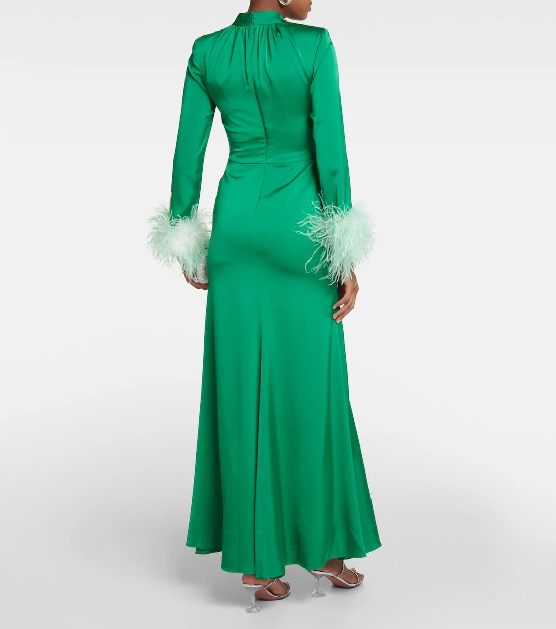 Self-Portrait - Feather-trimmed satin gown