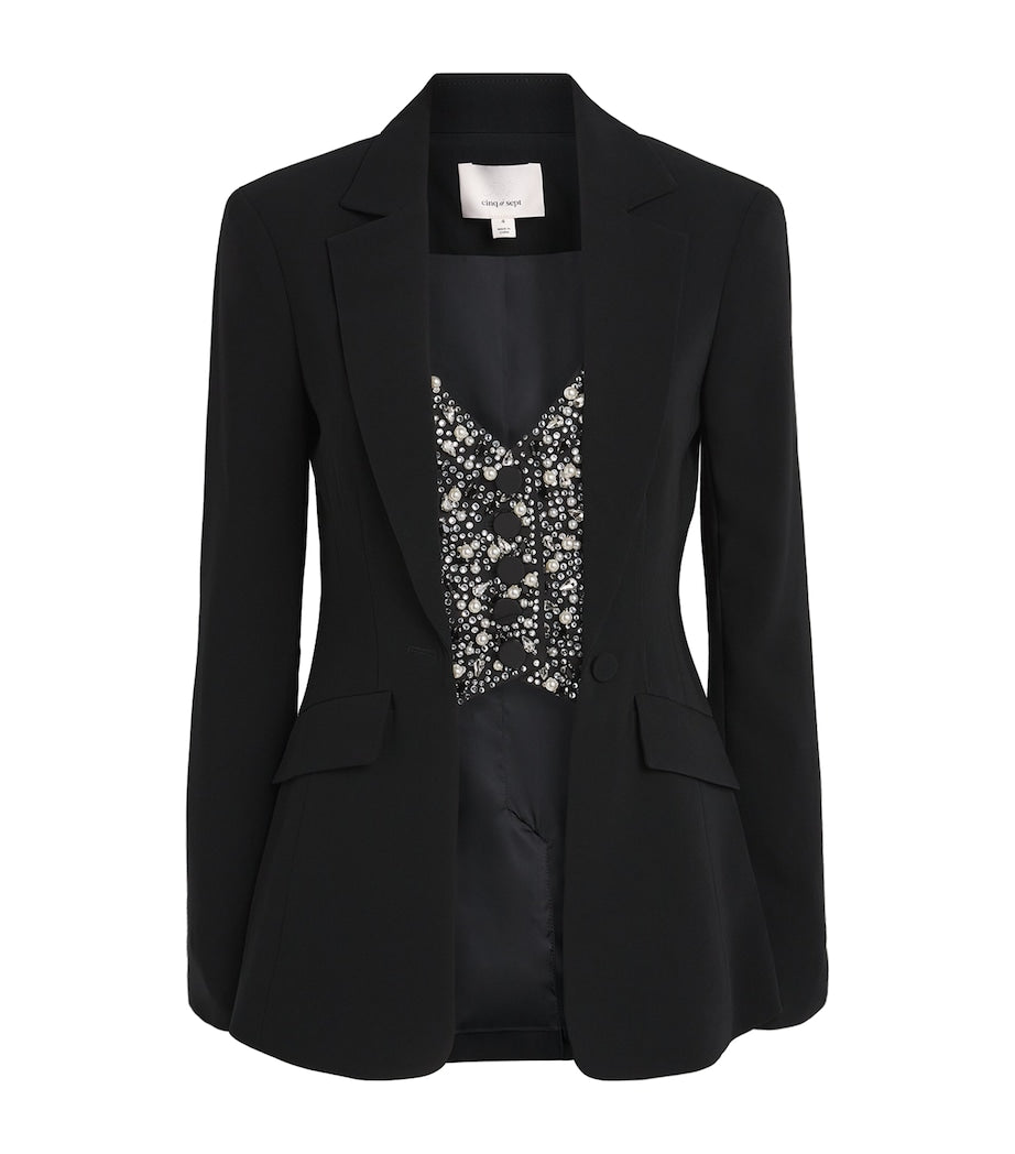 Embellished-Panel Cynthia Blazer BLACK