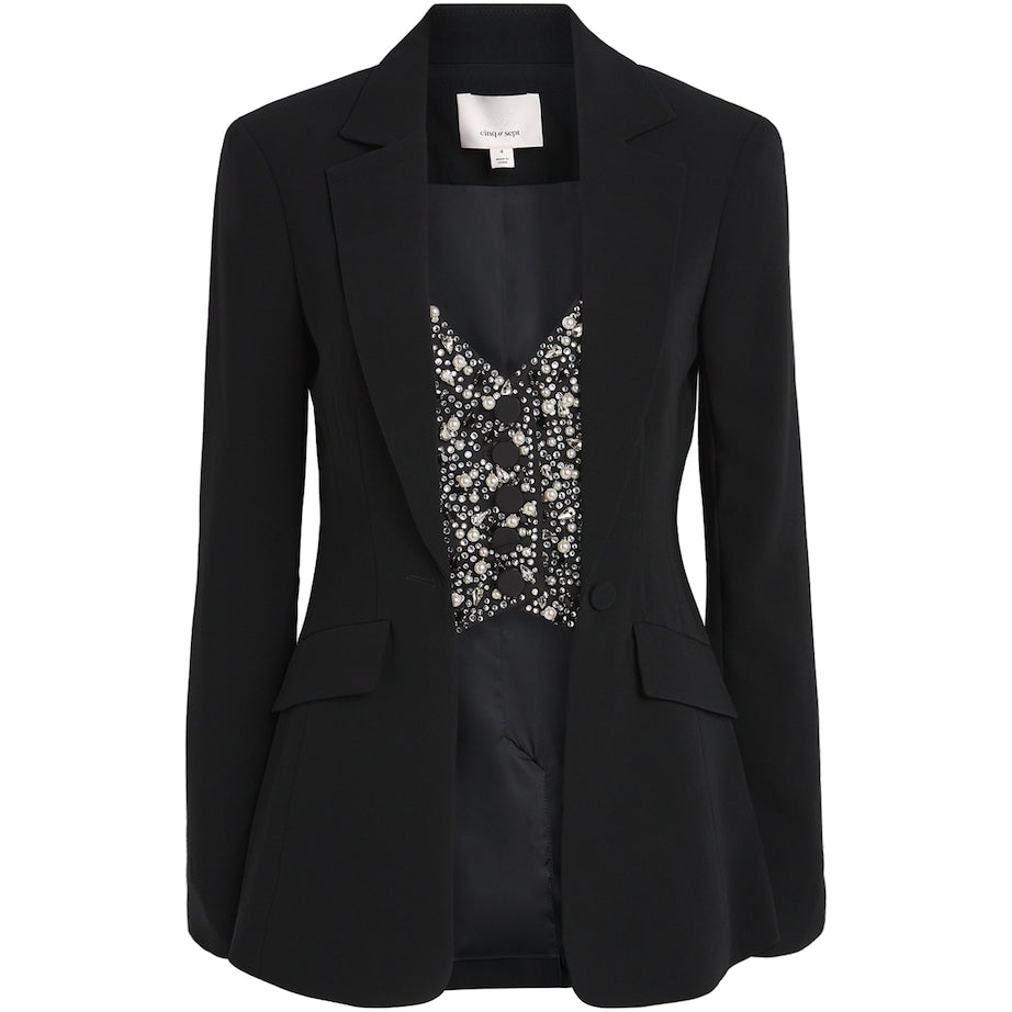 Embellished-Panel Cynthia Blazer BLACK