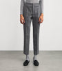 Grey Wool-Cashmere High-Rise Straight Trousers
