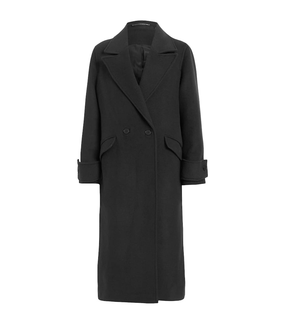 AllSaints Black Double-Breasted Mabel Coat