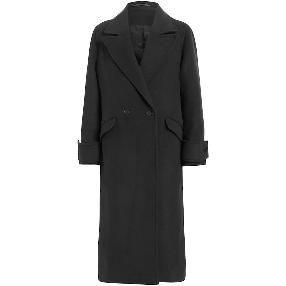 AllSaints Black Double-Breasted Mabel Coat