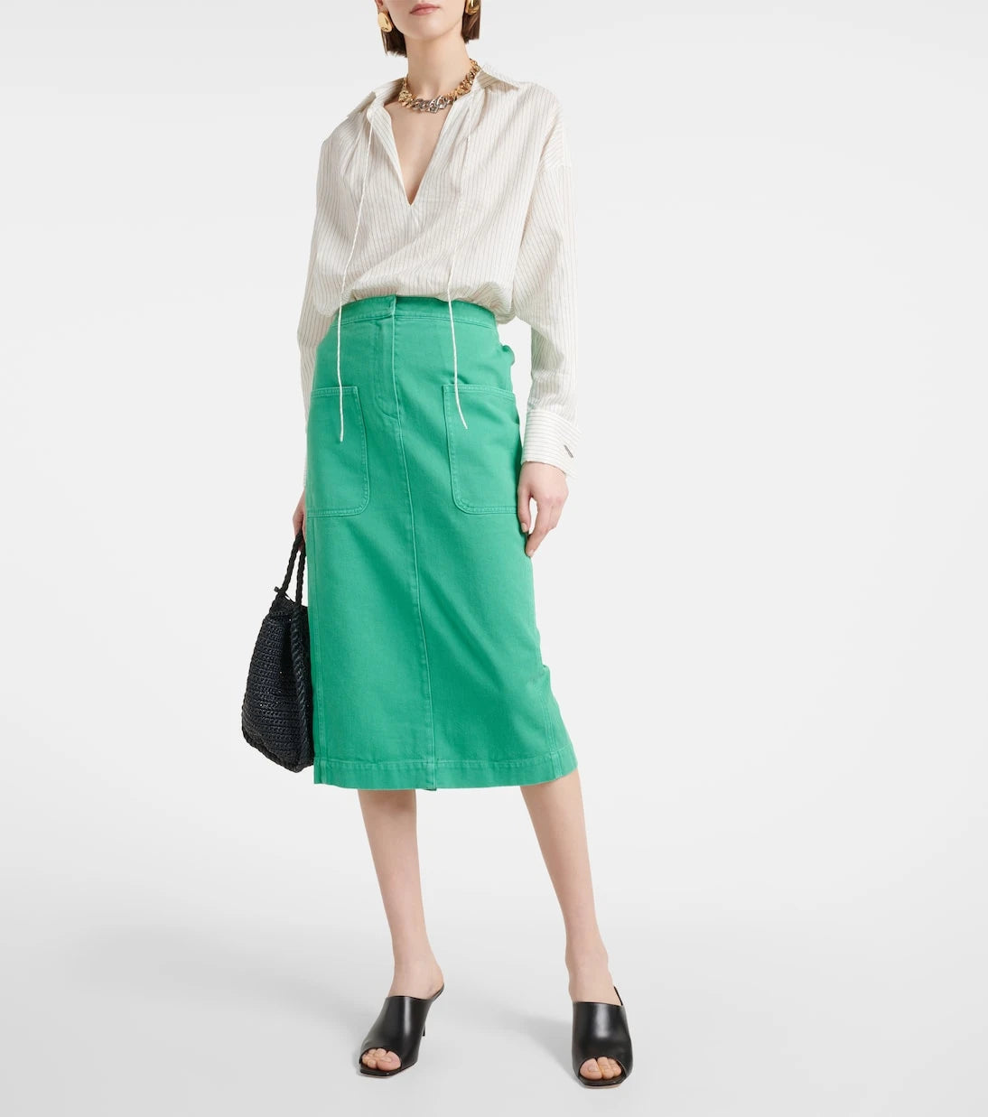 Max Mara - Werther cotton drill midi skirt