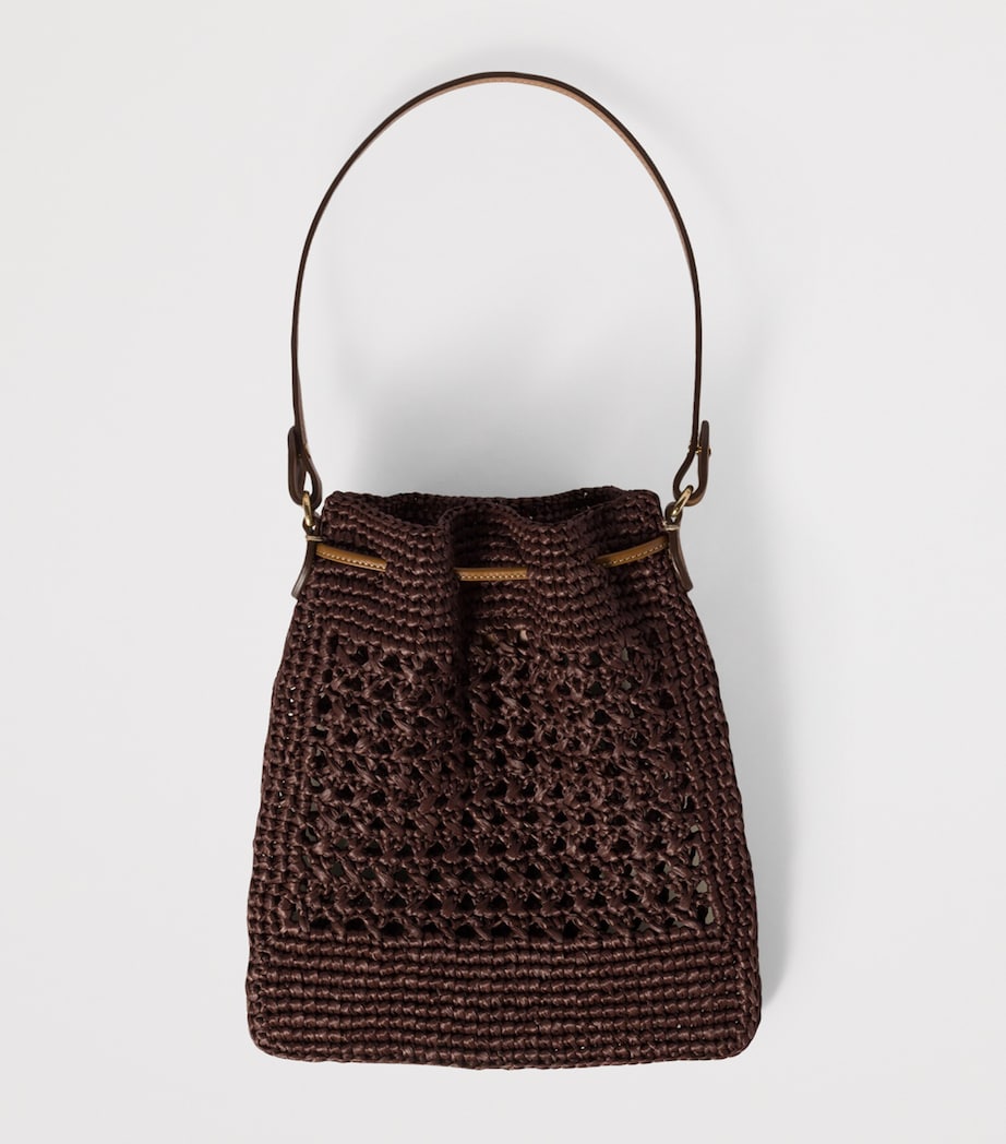 Miu Miu Brown Woven Logo Top-Handle Bag