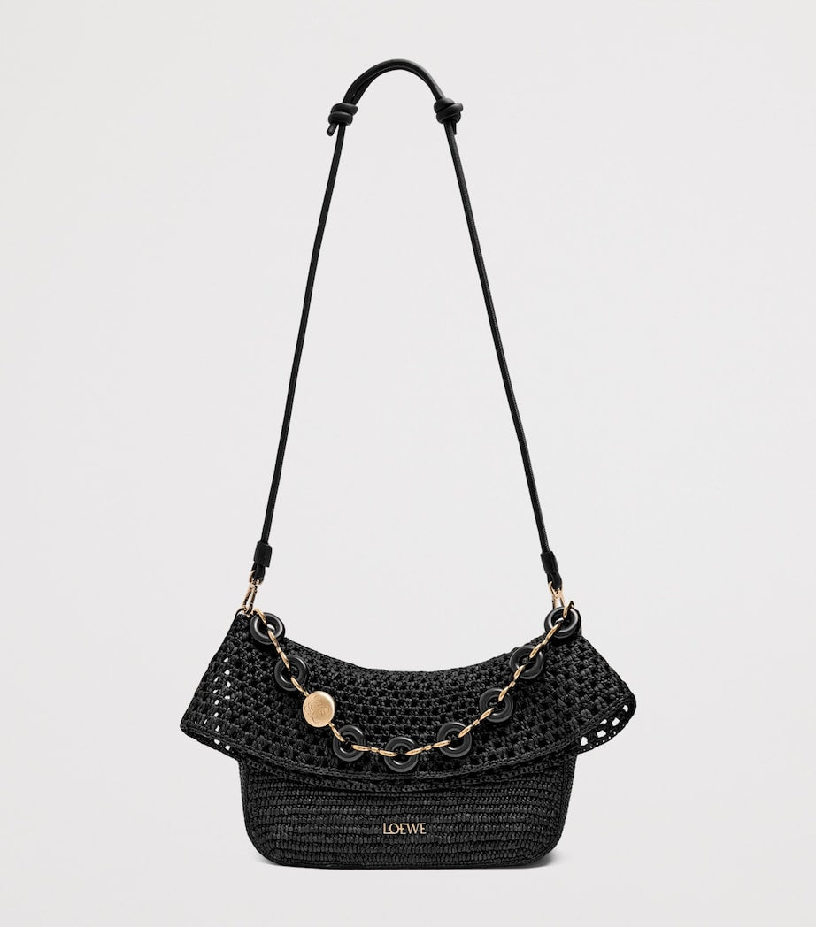 LOEWE Black x Paula's Ibiza Medium Raffia Ola Shoulder Bag
