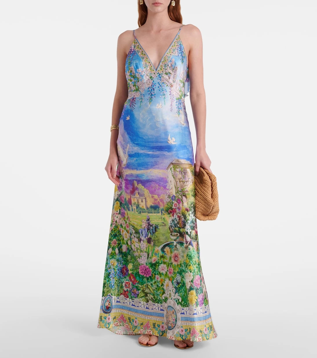 Camilla - Printed silk slip dress