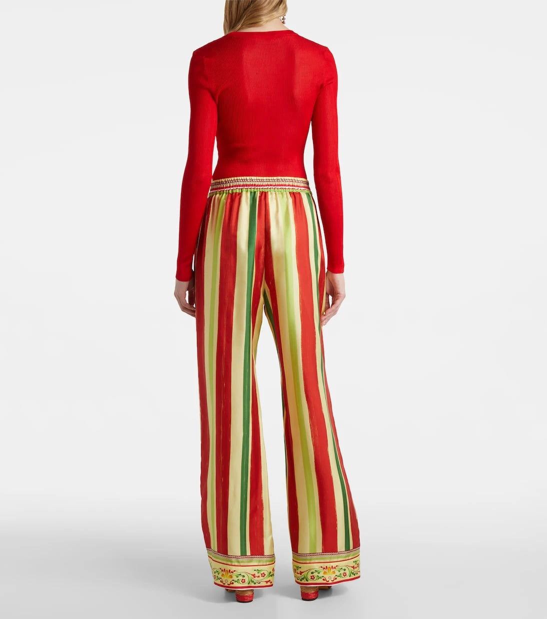 Dolce&Gabbana - High-rise striped silk palazzo pants