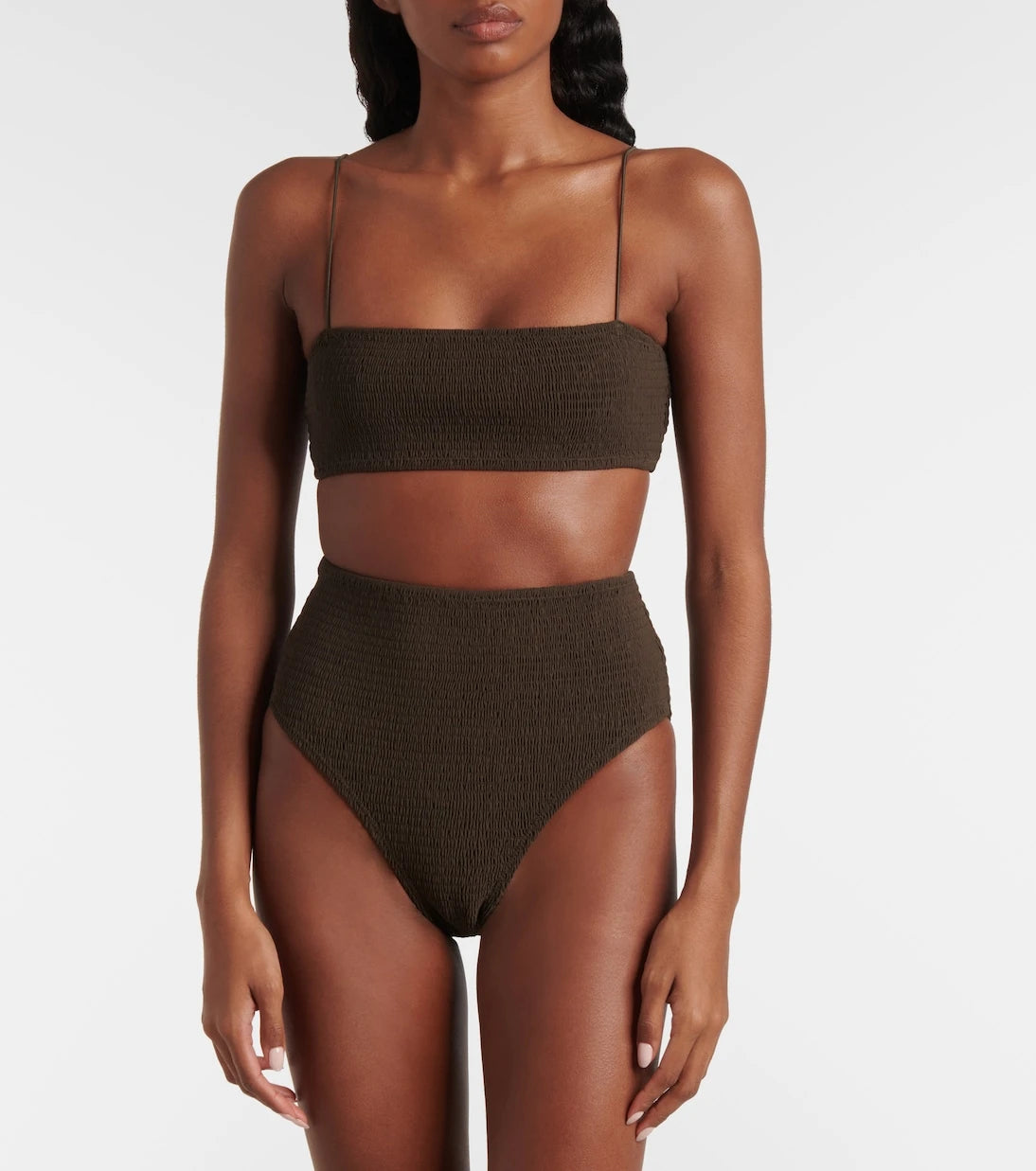 Toteme - Shirred jersey bikini bottoms