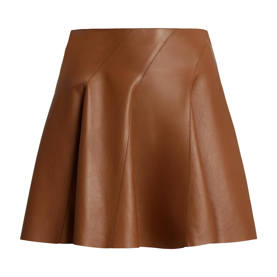 Ralph Lauren Collection Beige Leather Flared Skirt