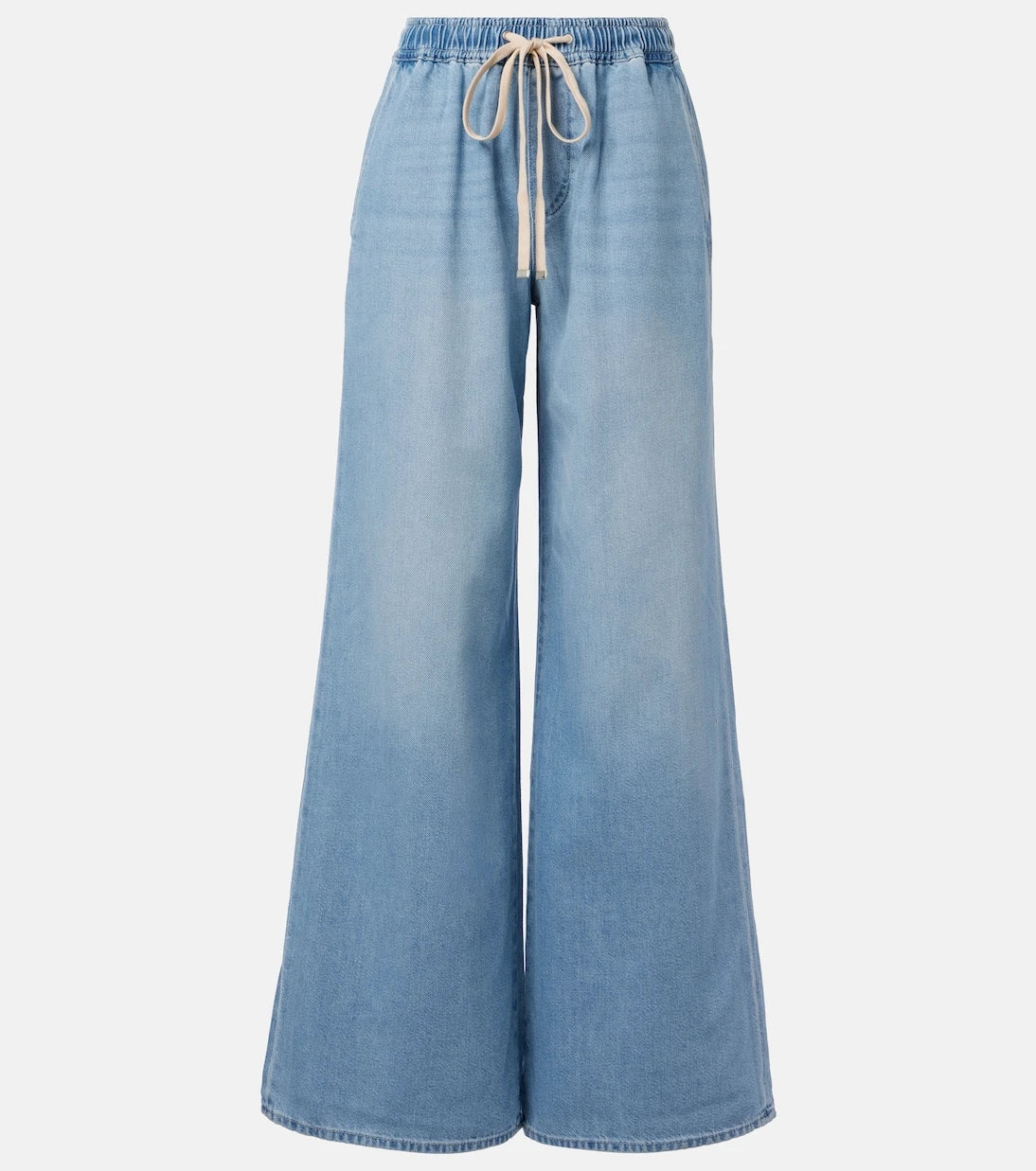 7 For All Mankind - بنطلون جينز واسع الساق بخصر عالٍ سهل الارتداء