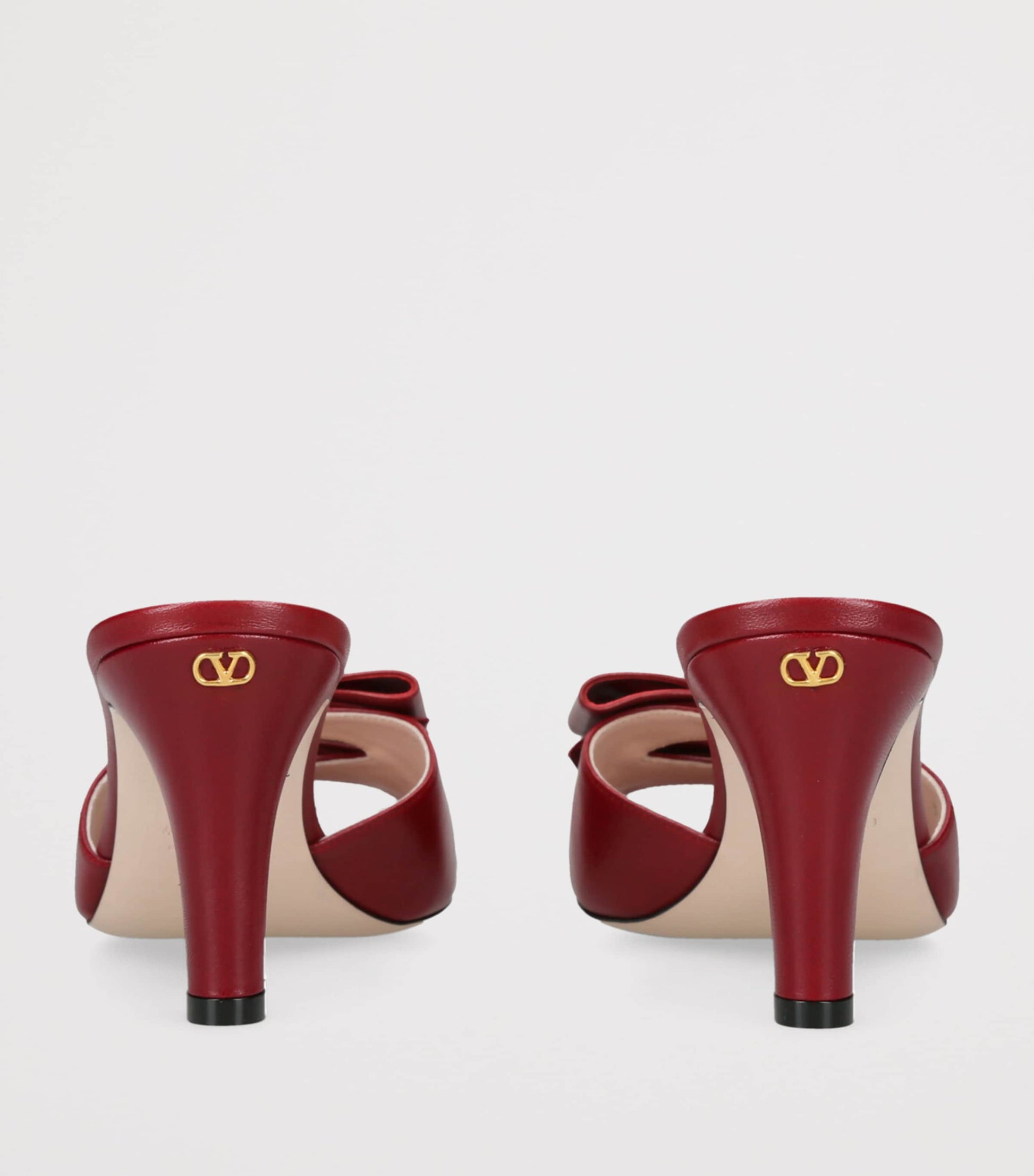 Valentino Garavani Red Leather Bow-Detail Bowow Mules 75