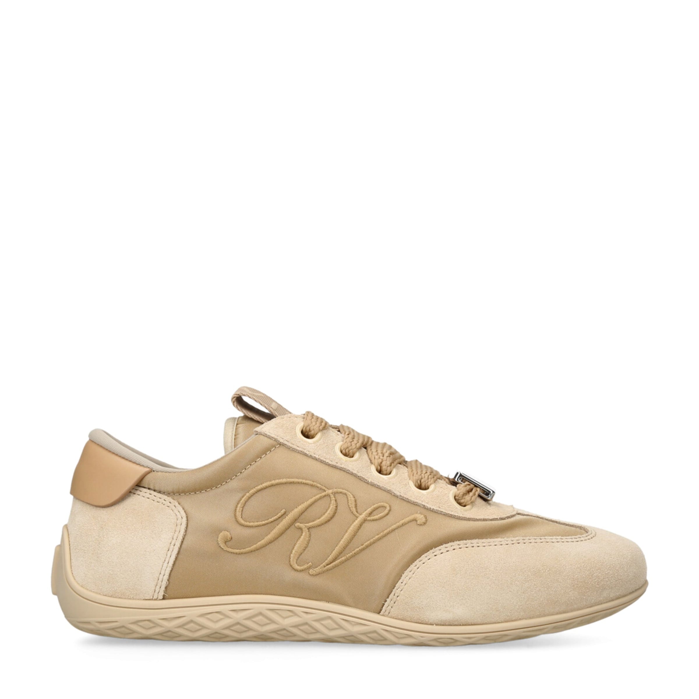 Suede-Satin Viv Low-Top Sneakers TAN