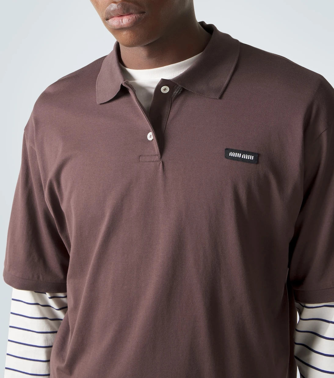 Miu Miu - Layered striped cotton polo shirt