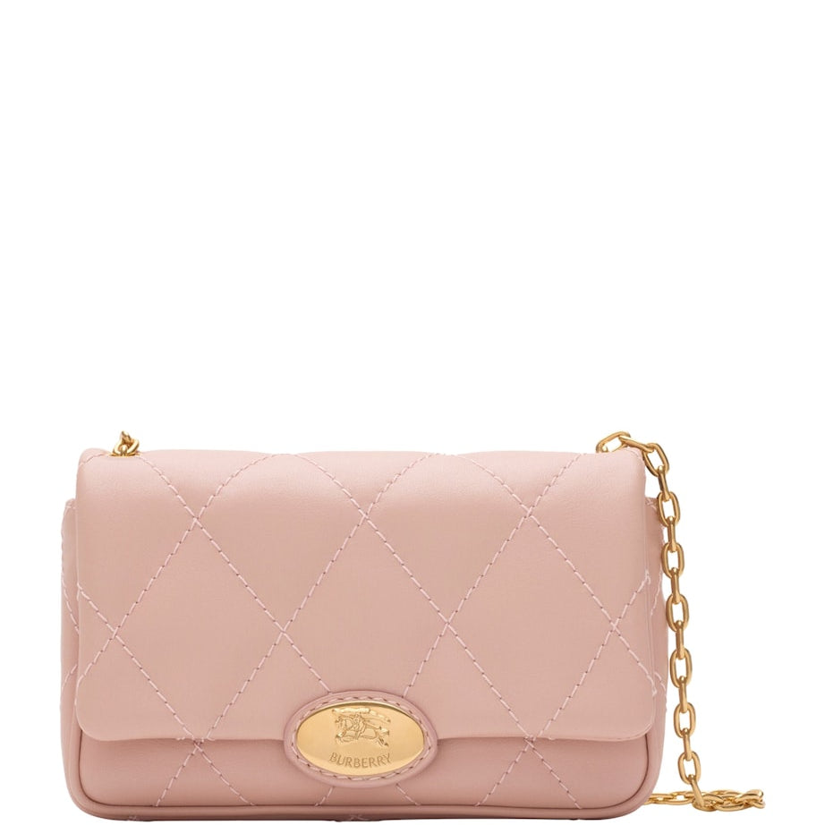 Burberry Pink Leather Quilted EKD Clutch Bag