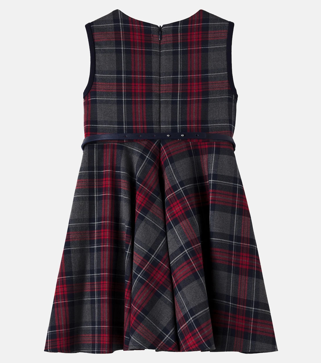 Monnalisa - Belted checked pleated dress