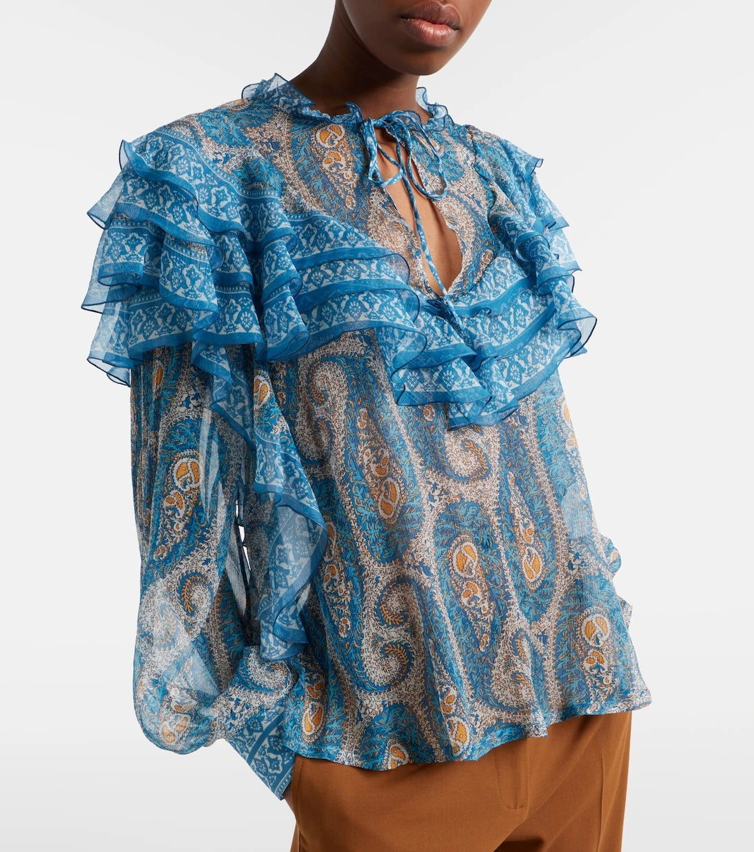 Etro - Paisley ruffled silk blouse