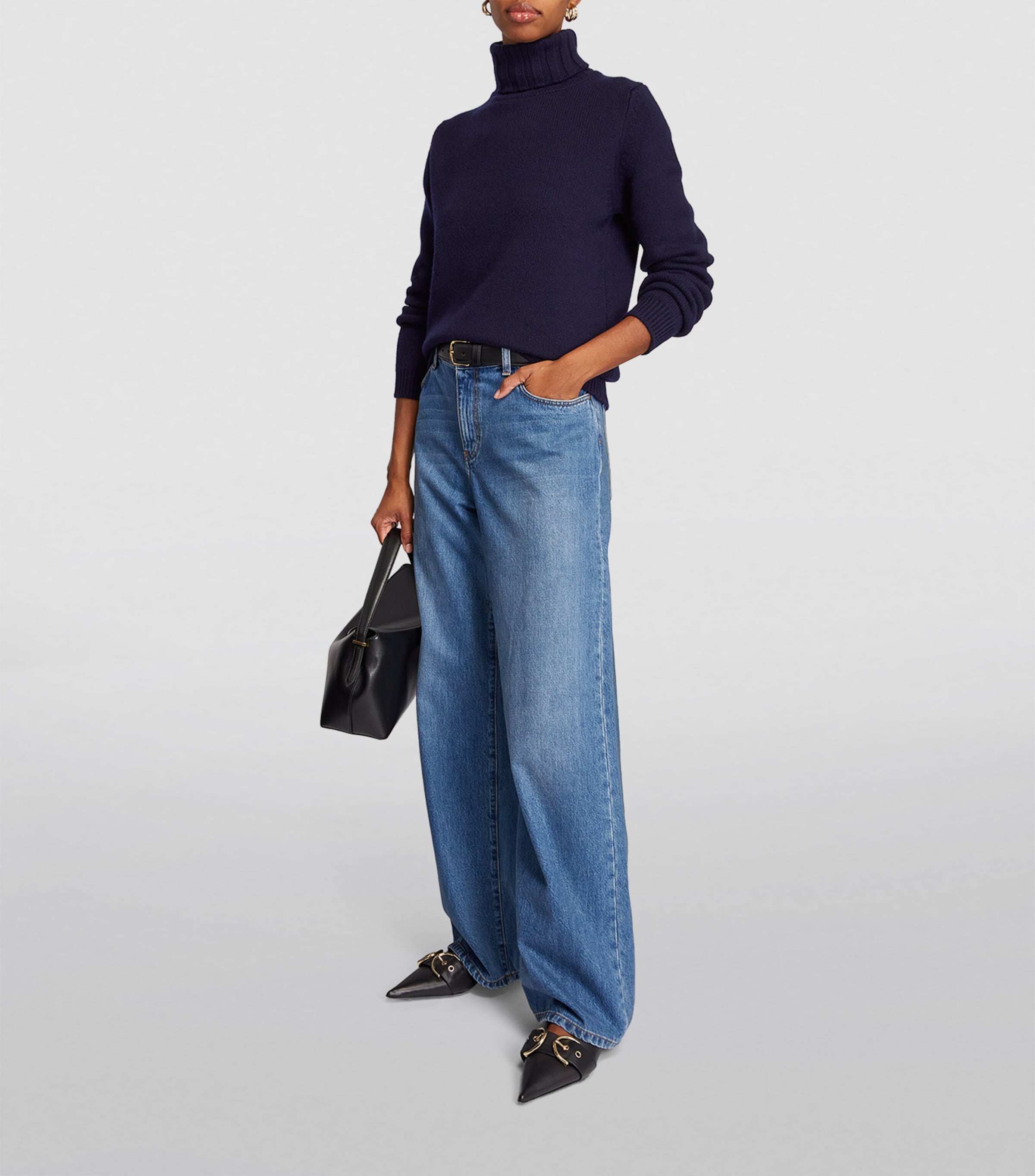 Navy Cashmere Rollneck Sweater