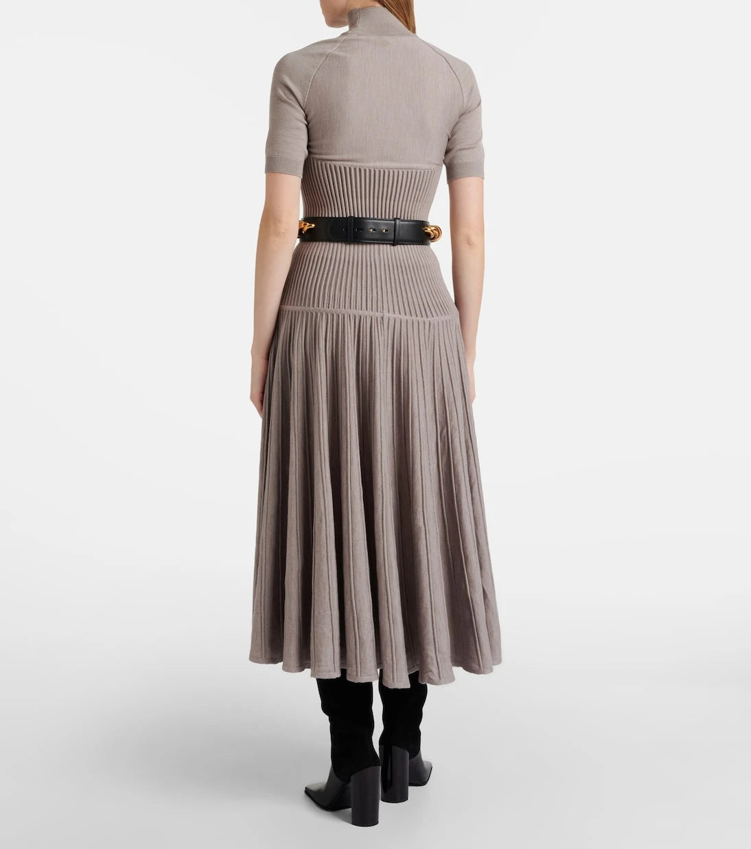 Alaïa - Pleated wool-blend midi skirt