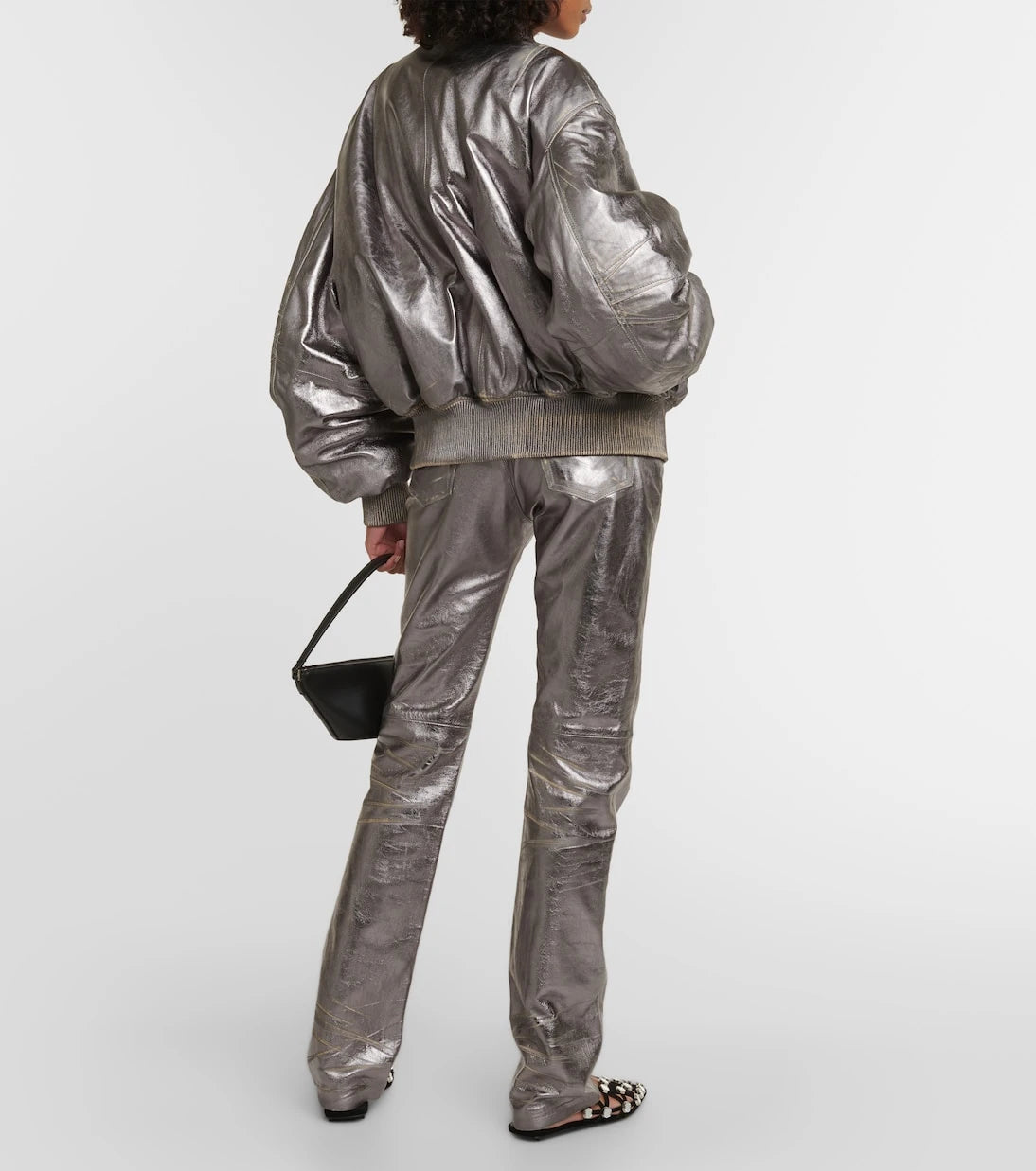 The Attico - Metallic leather bomber jacket