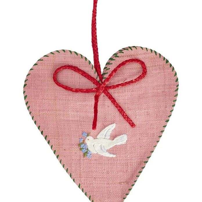 Коледна украса Rice Large Heart Raffia Christmas