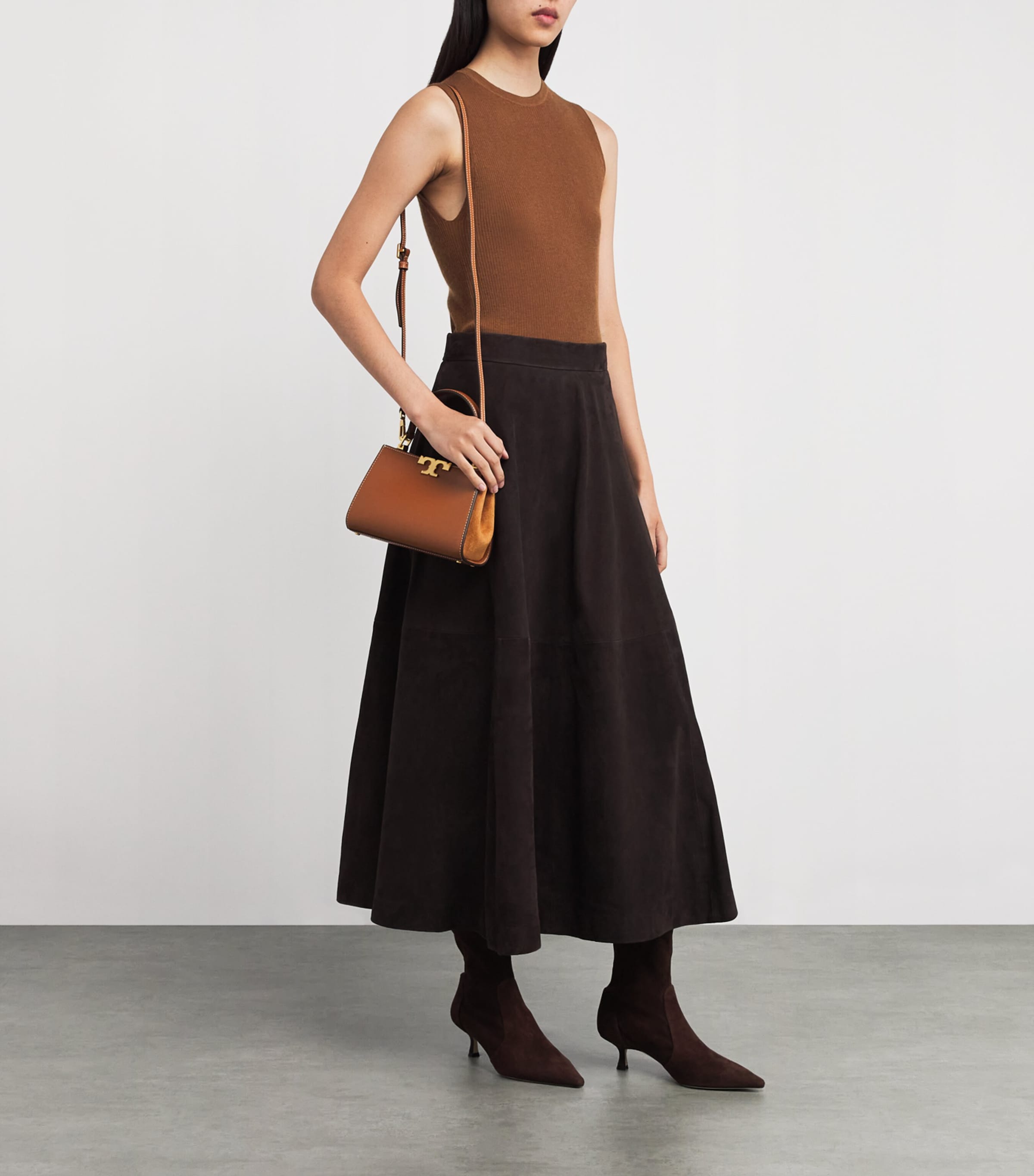 Johnstons Of Elgin Brown Superfine Cashmere Tank Top