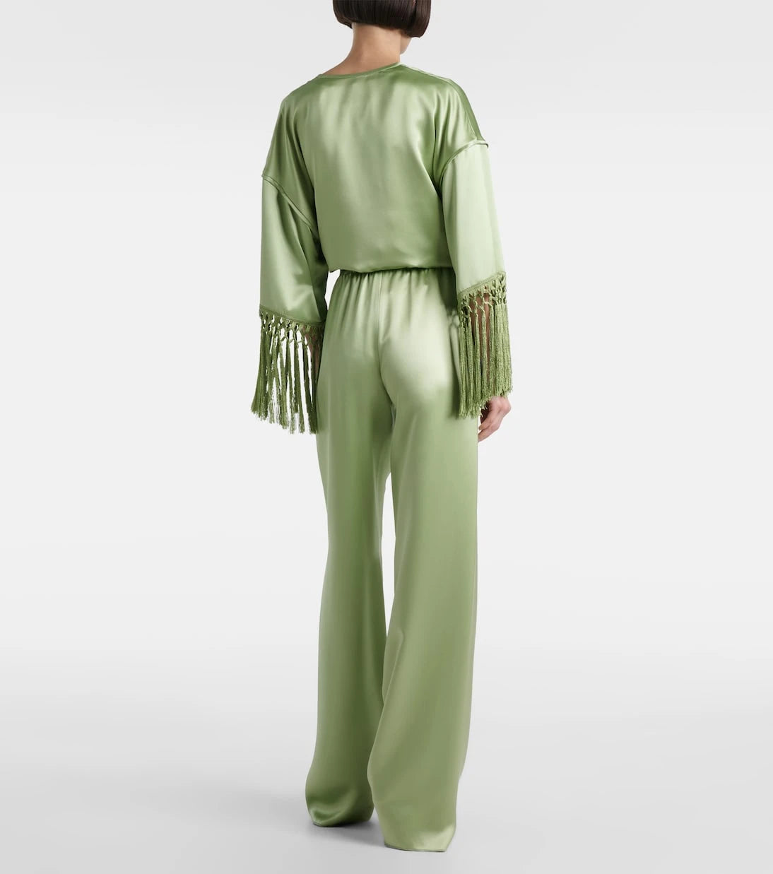 Valentino - High-rise silk duchesse wide-leg pants
