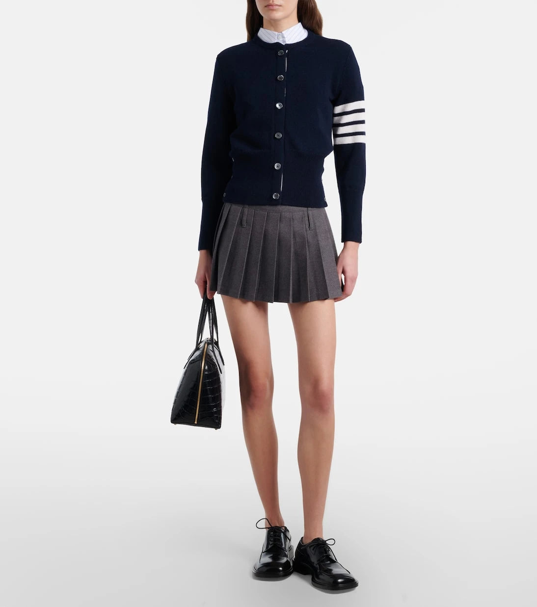 Thom Browne - 4-Bar intarsia virgin wool cardigan