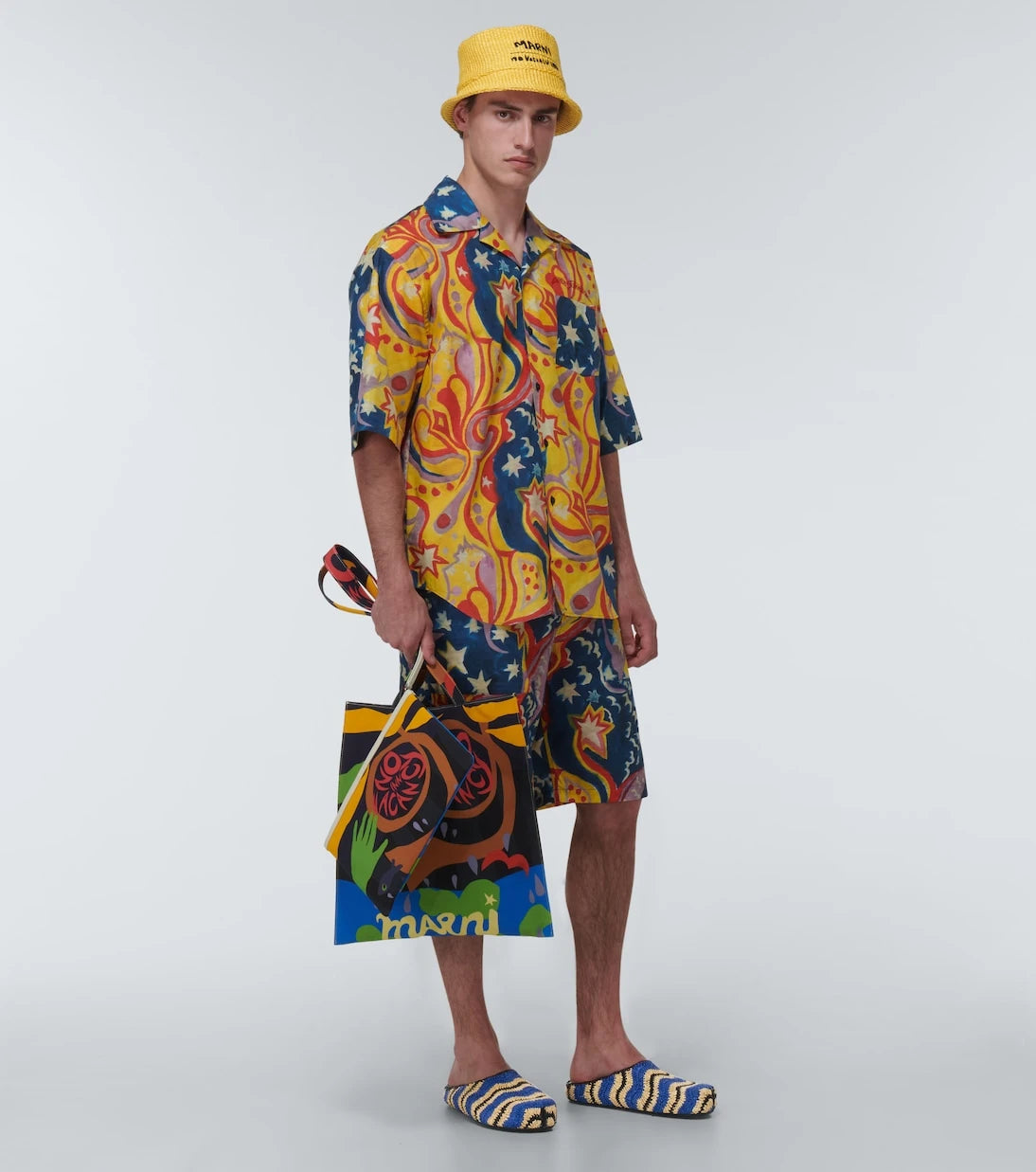 Marni - x No Vacancy Inn raffia-effect slippers