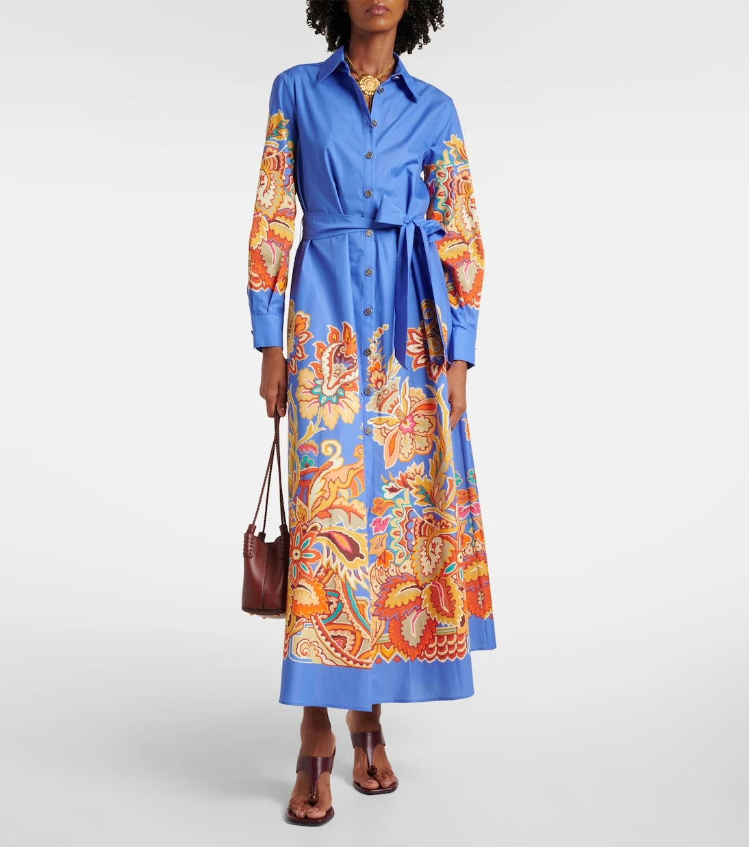 Etro - Belted paisley cotton maxi dress