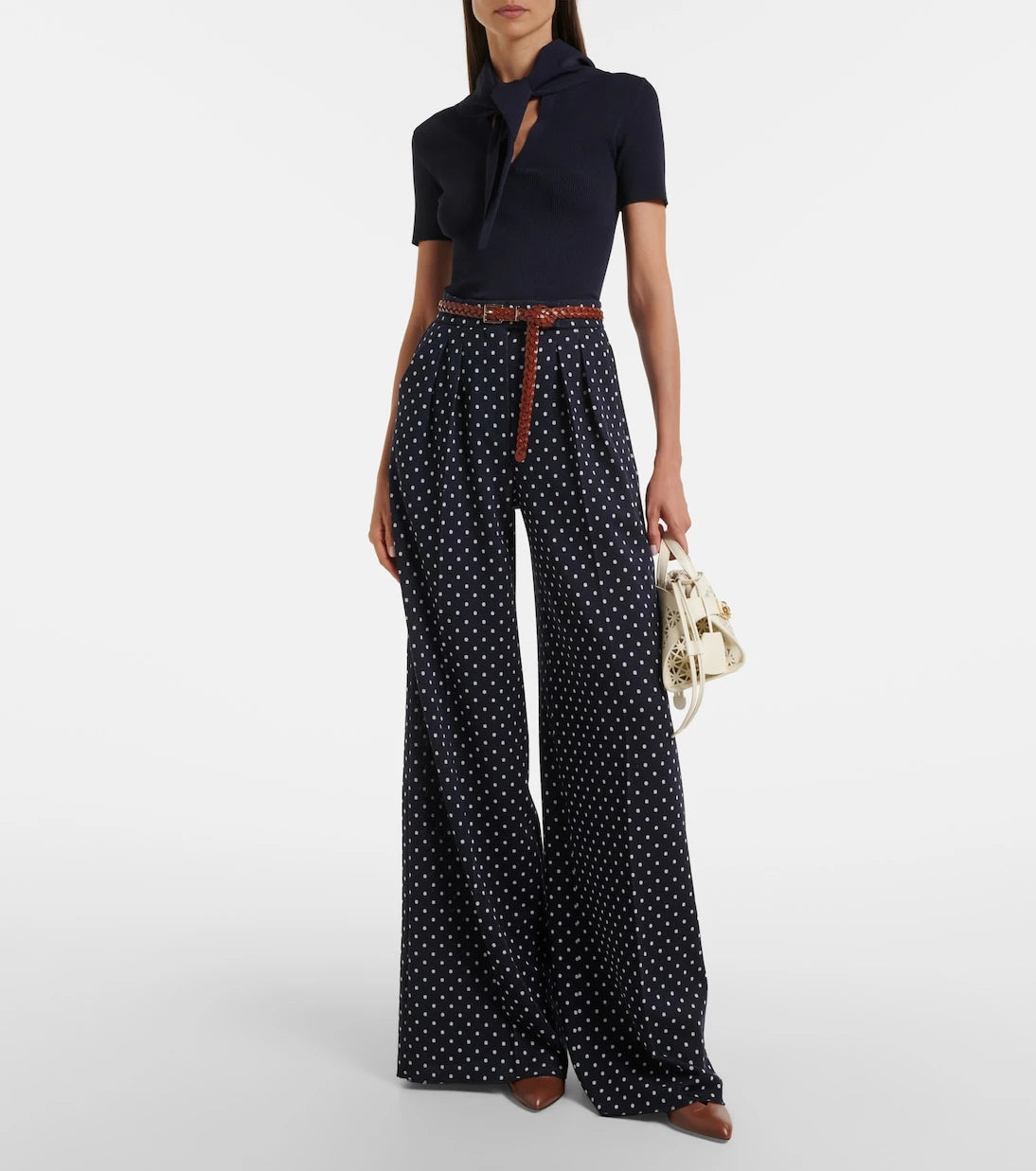 Max Mara - Polka-dot jersey wide-leg pants