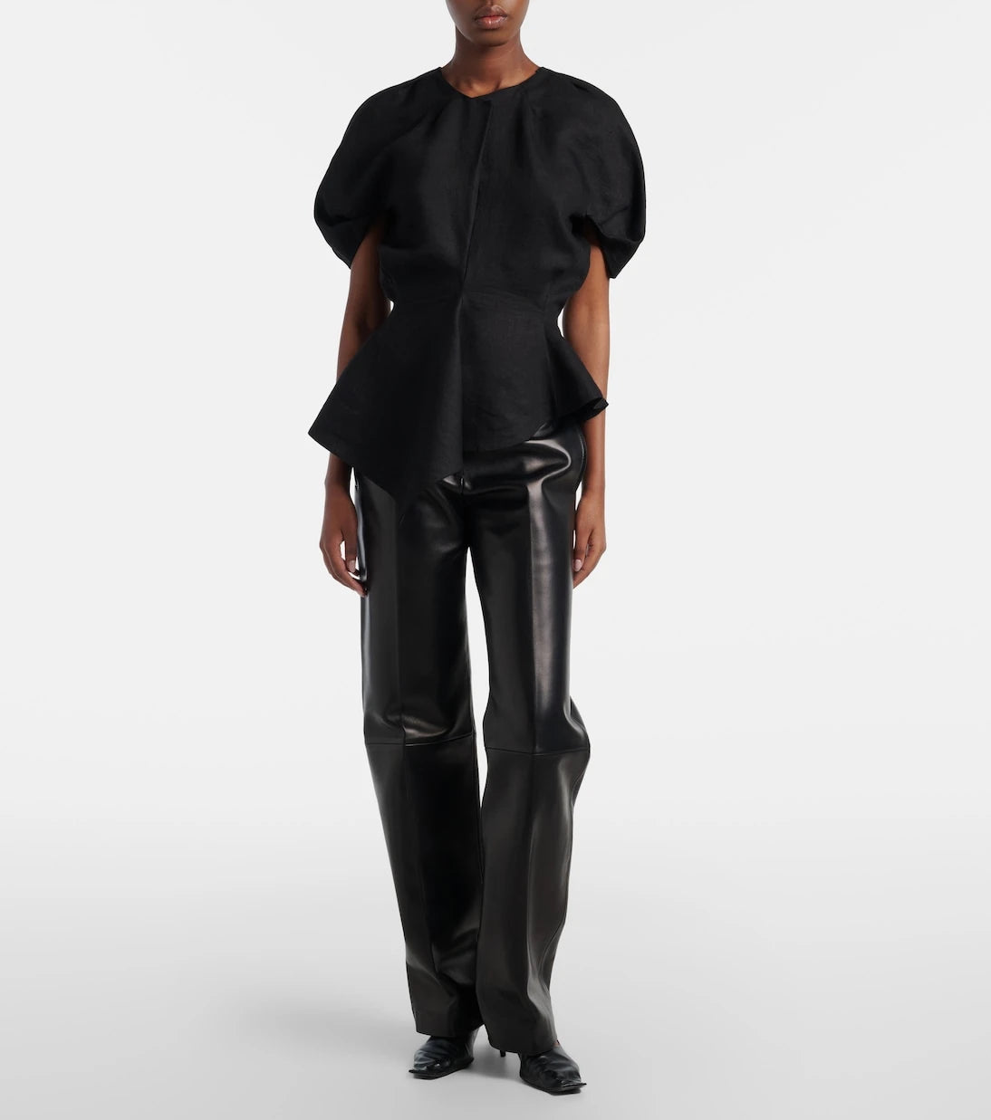 Khaite - Rumi peplum linen-blend top