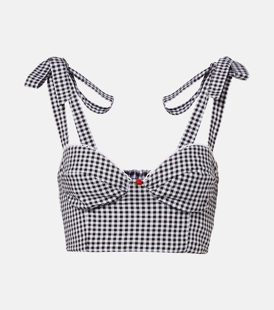 Bananhot - Alba gingham cotton poplin crop top