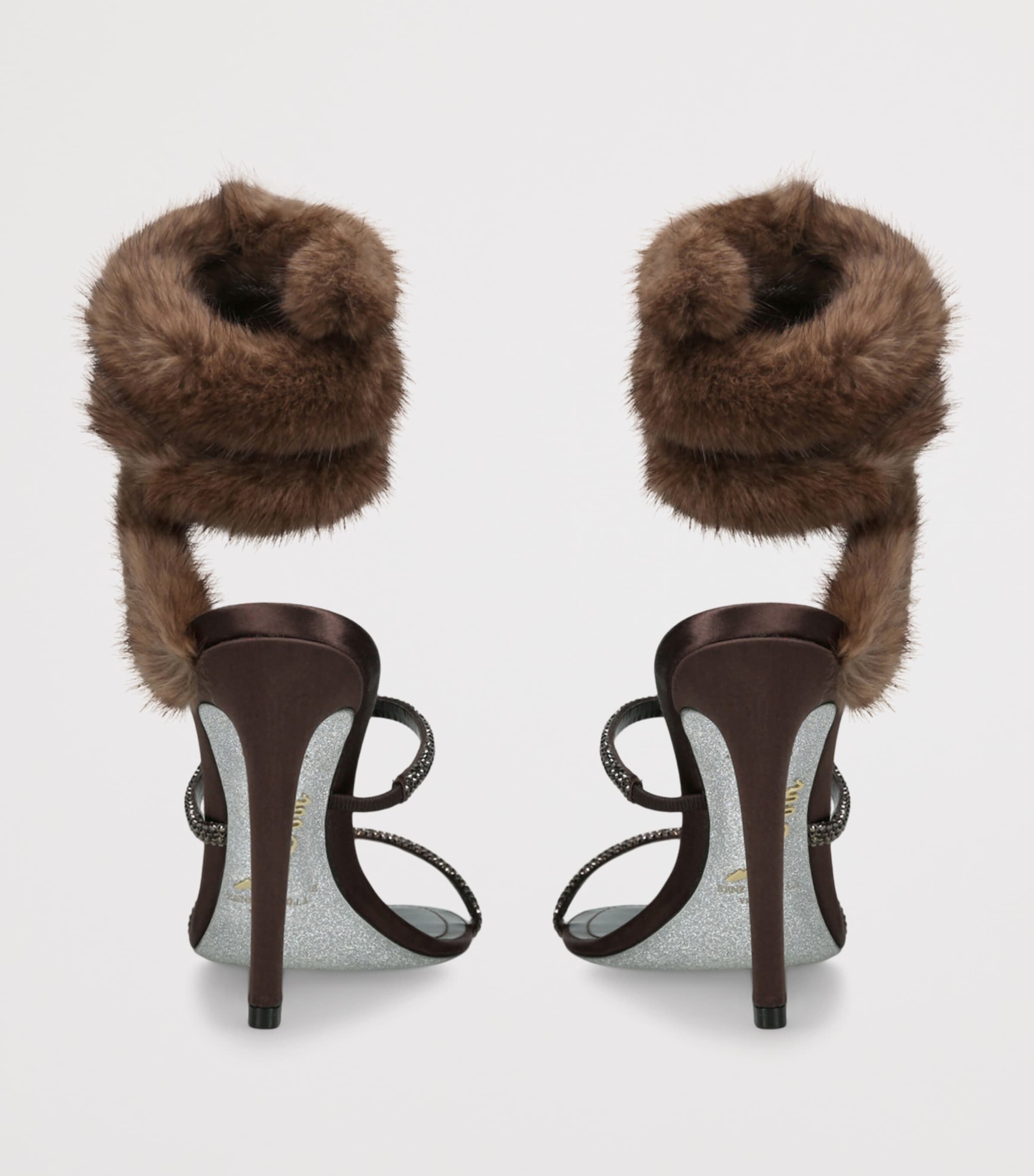 René Caovilla Fur-Trim Cleo Sandals 105