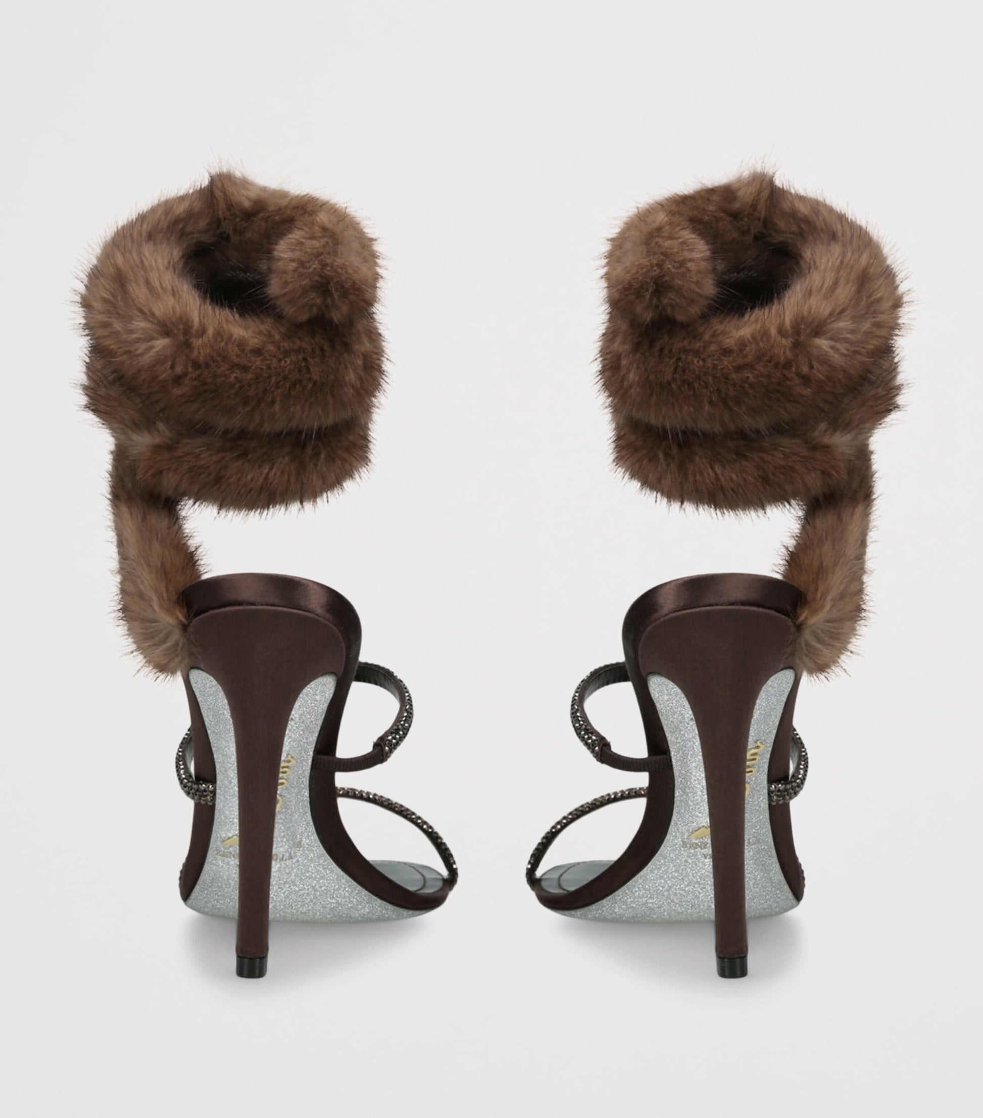 René Caovilla Fur-Trim Cleo Sandals 105