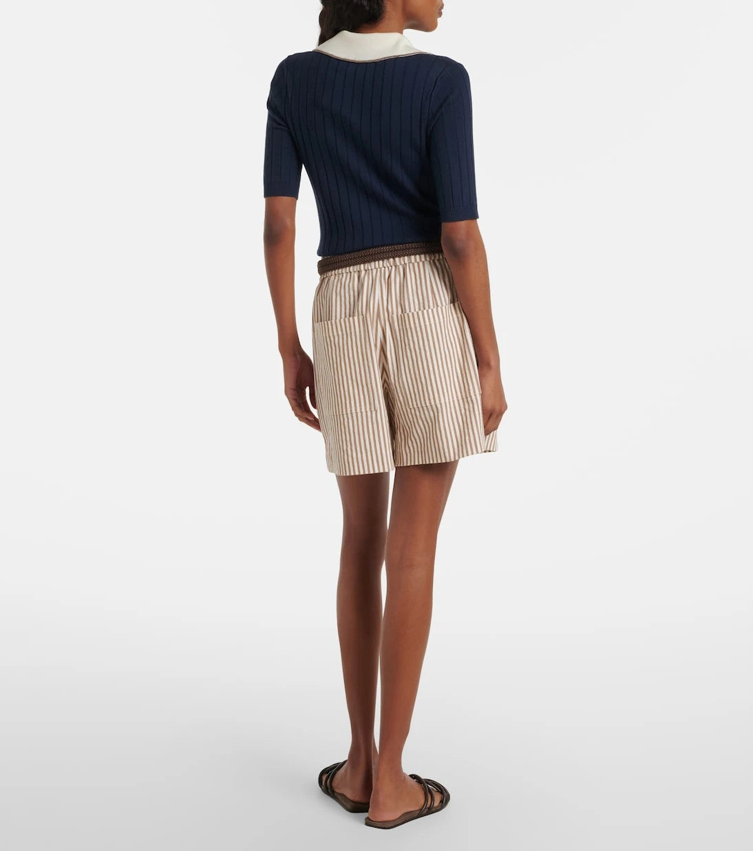 Brunello Cucinelli - Striped cotton-blend shorts