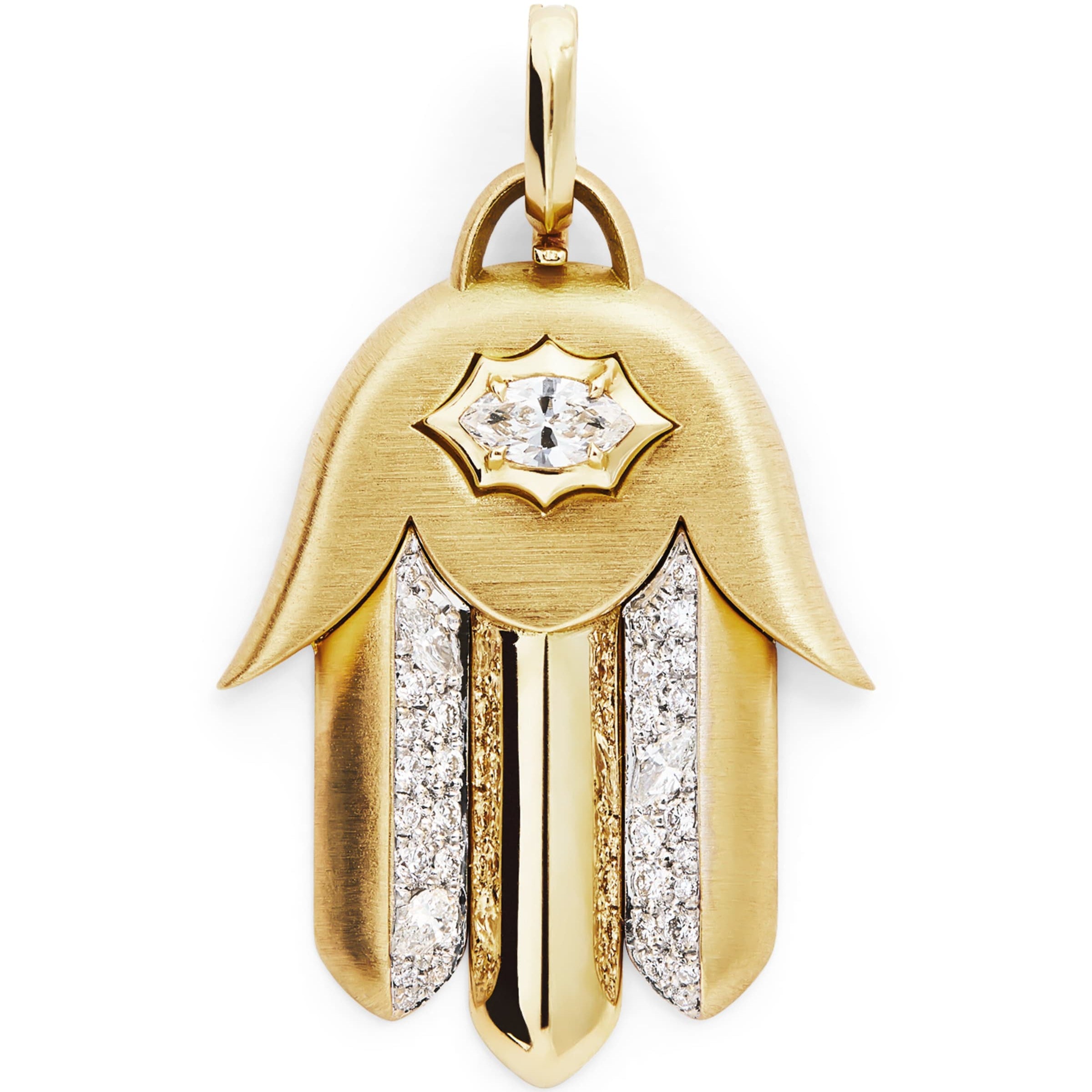 Jade Trau Yellow Gold and Diamond Hamsa Charm
